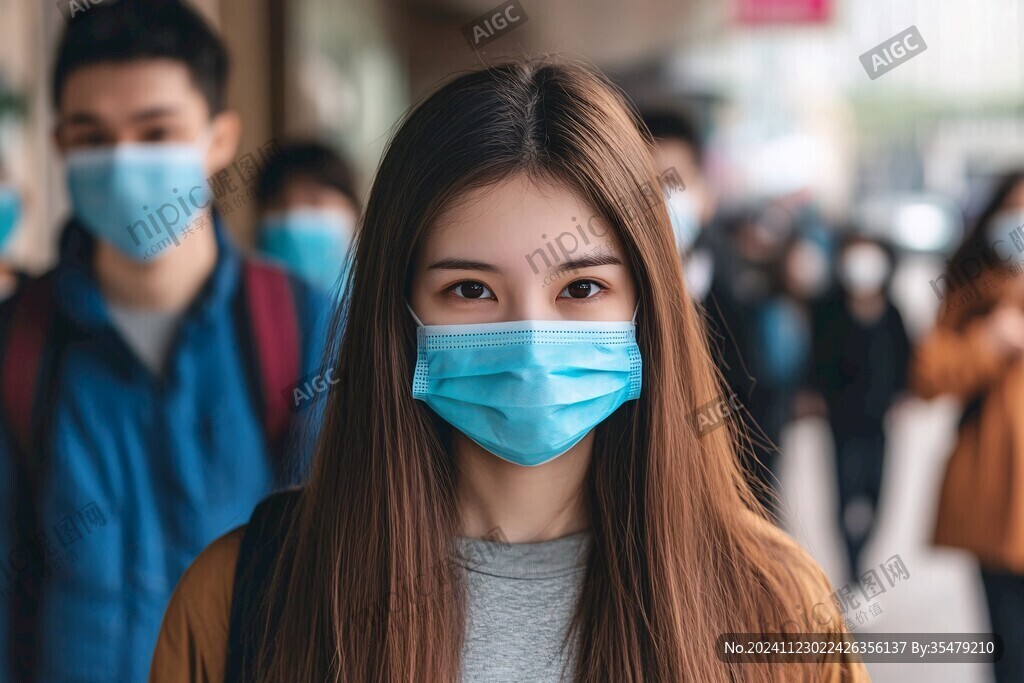戴口罩的少女
