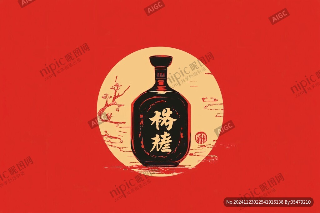 黃酒包裝插畫