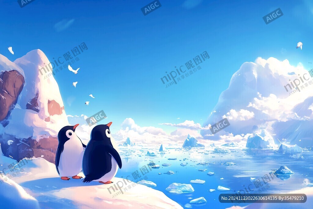 企鵝背景畫