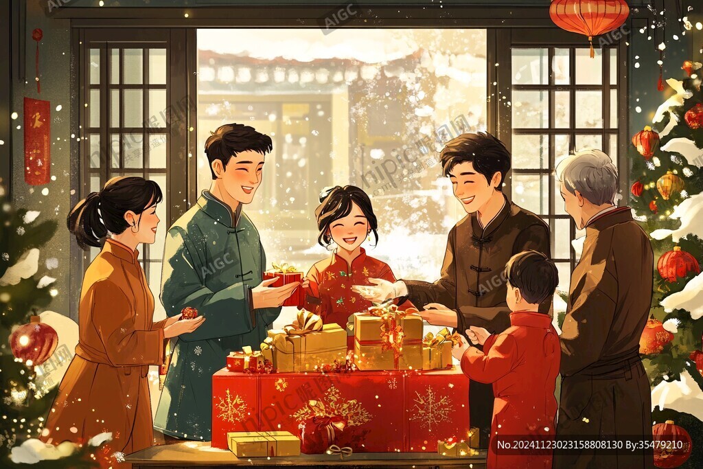 一家人春節團圓虎年