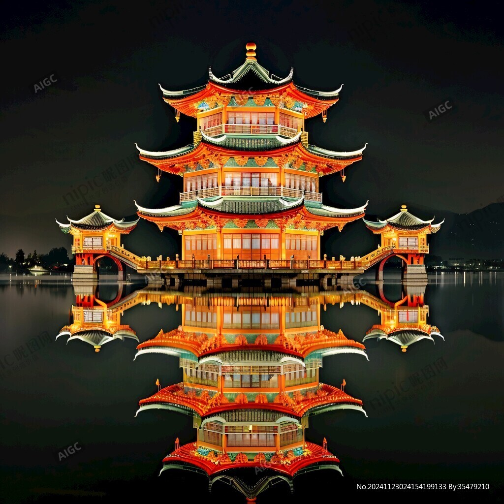 燈光絢麗樓閣