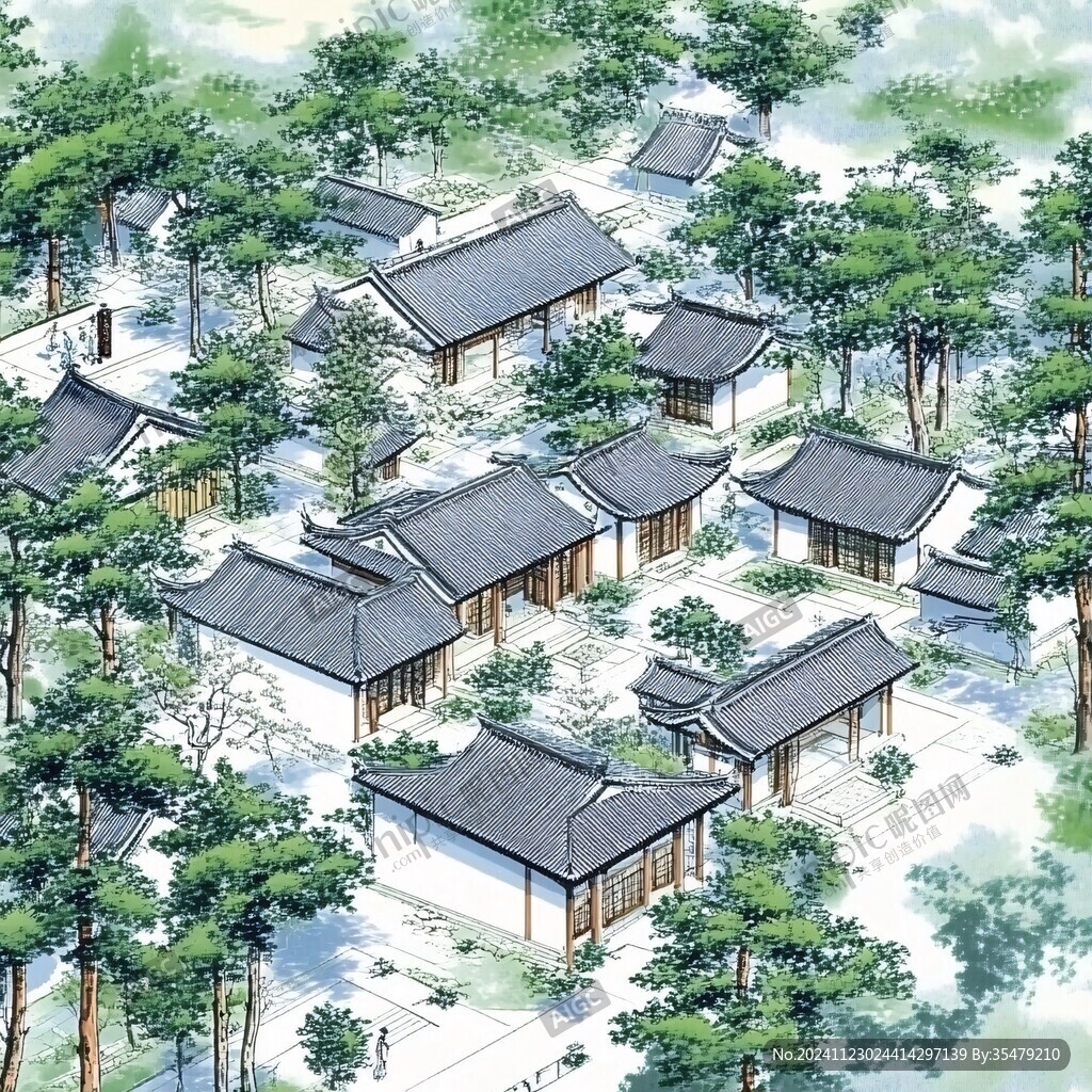 古建園林鳥瞰圖