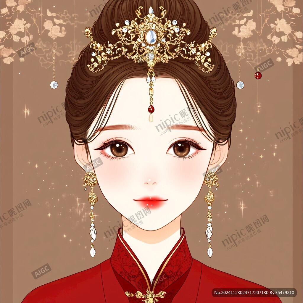 中式新娘插畫