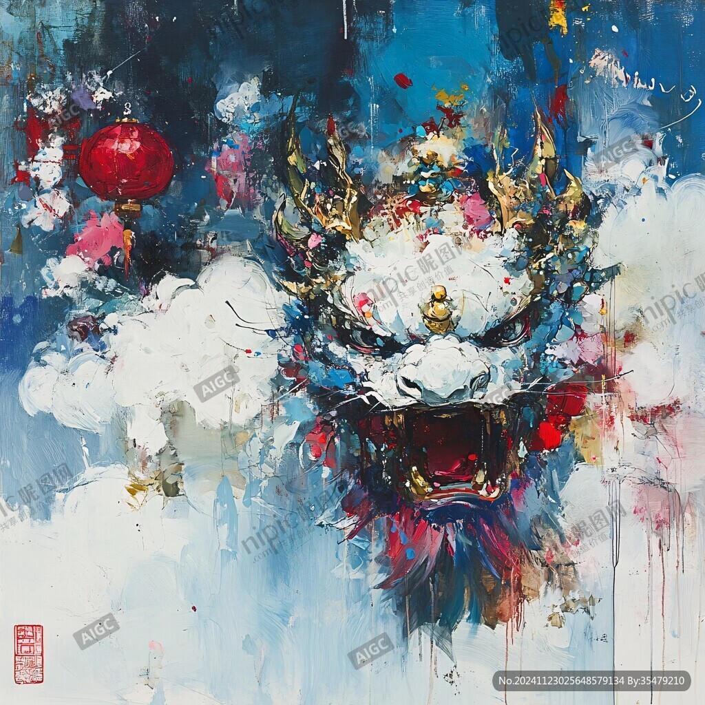 醒獅油畫