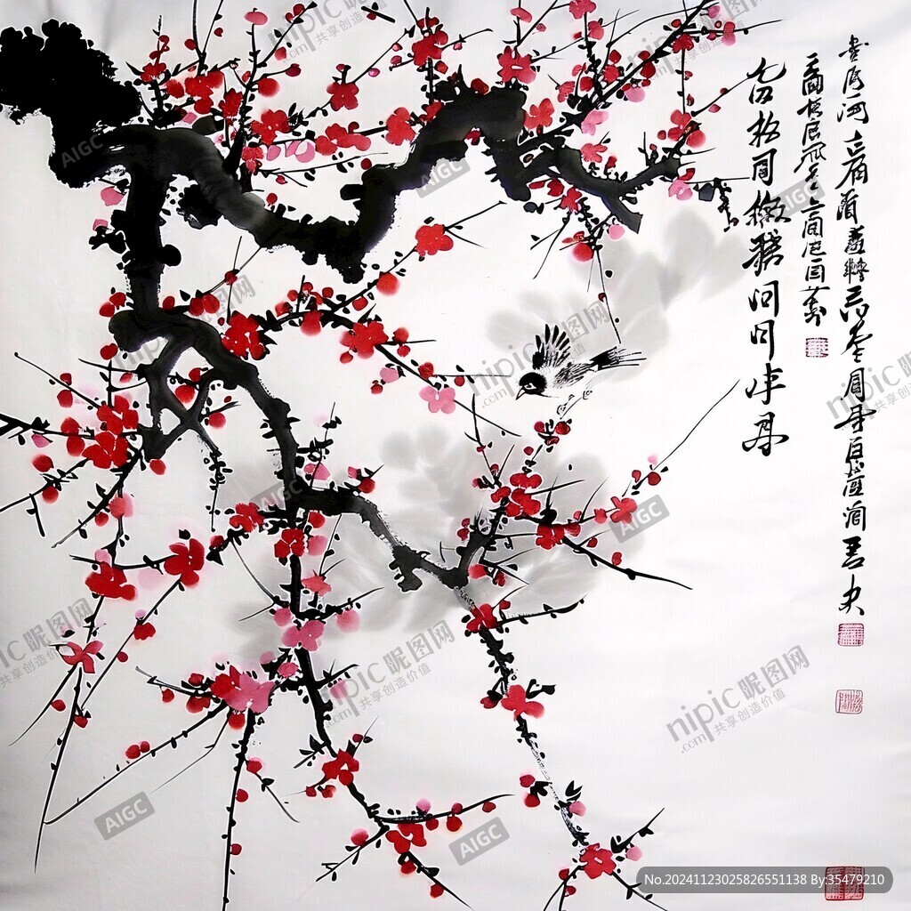 白梅傲霜圖