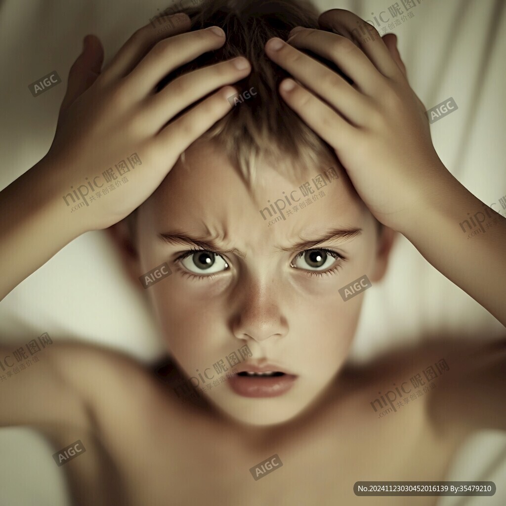 滿頭大汗淋漓小孩