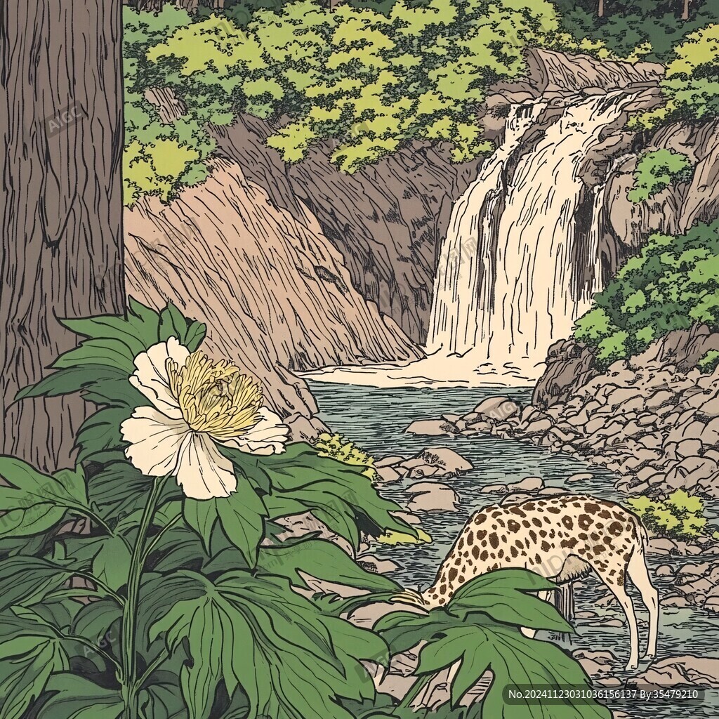 山泉水插畫