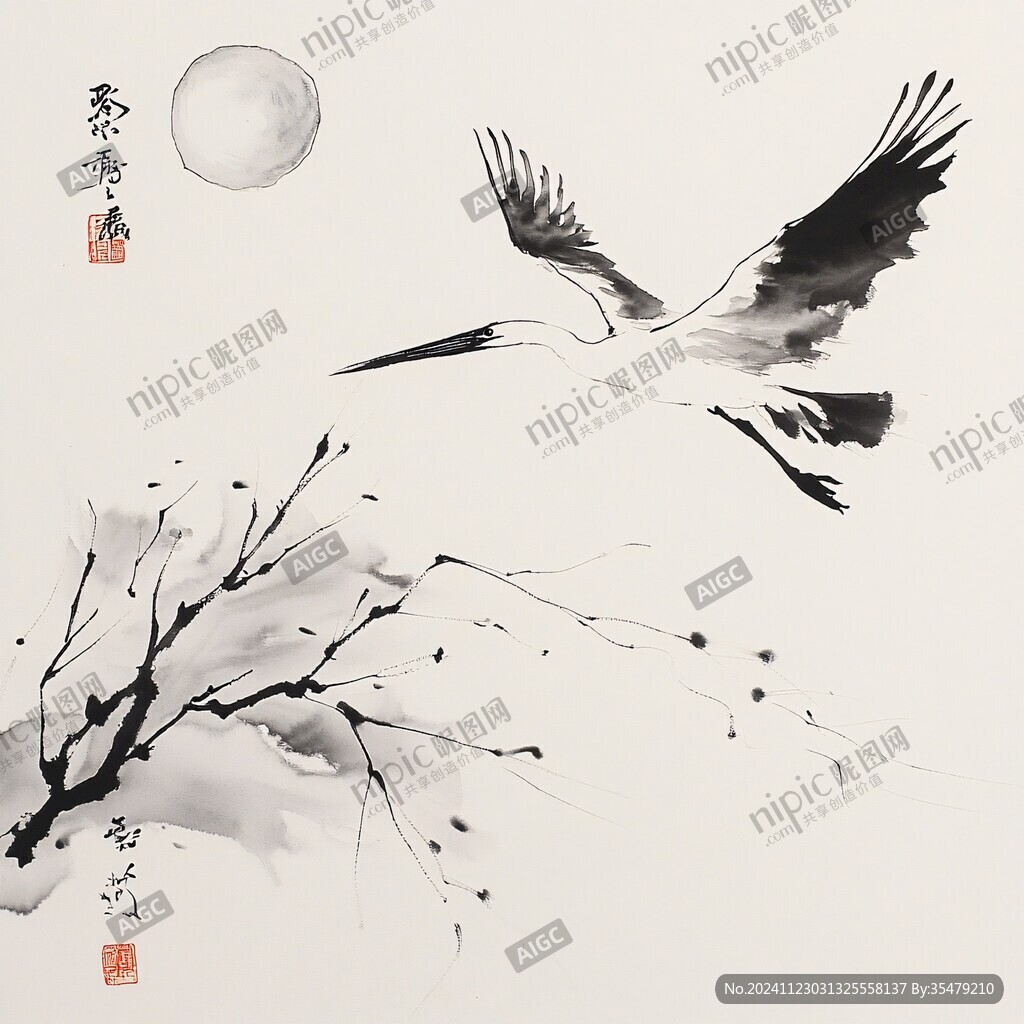 月下花鳥(niǎo)畫(huà)