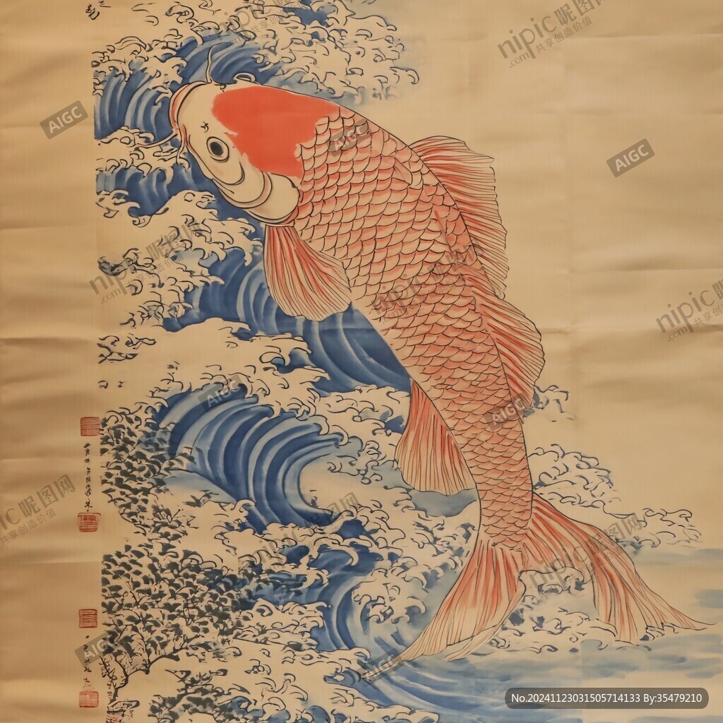 紅鯉魚手繪