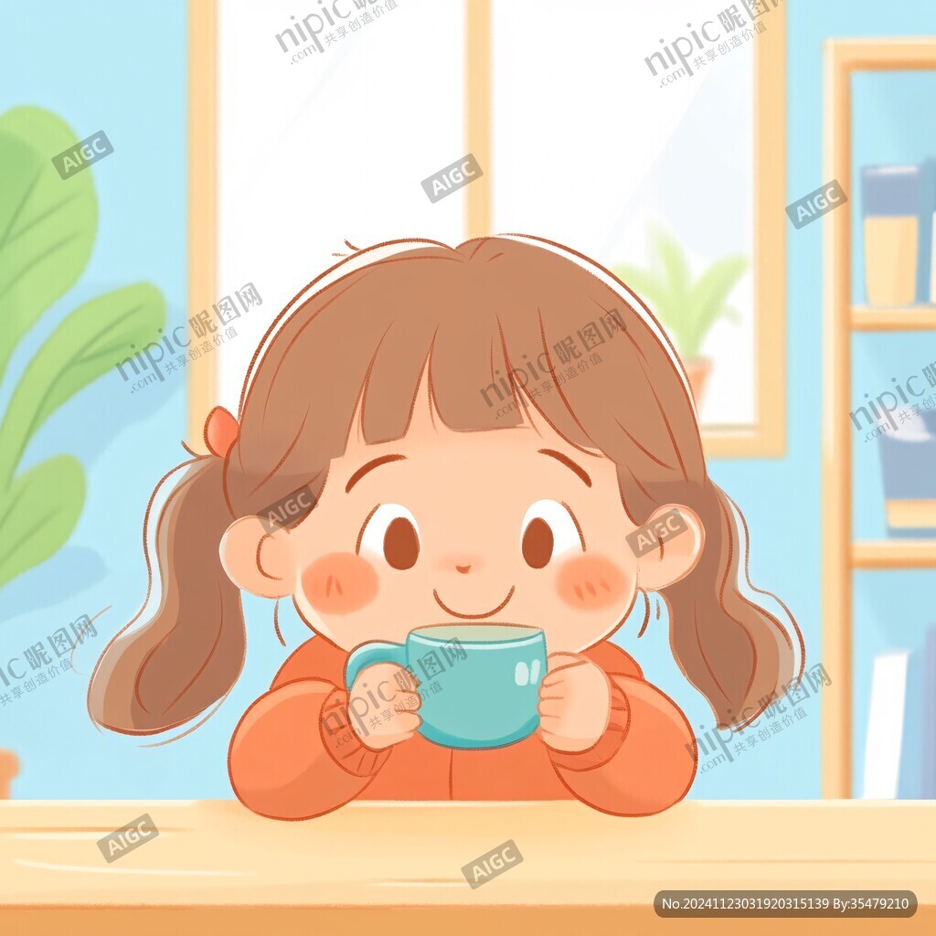 喝奶茶的女孩