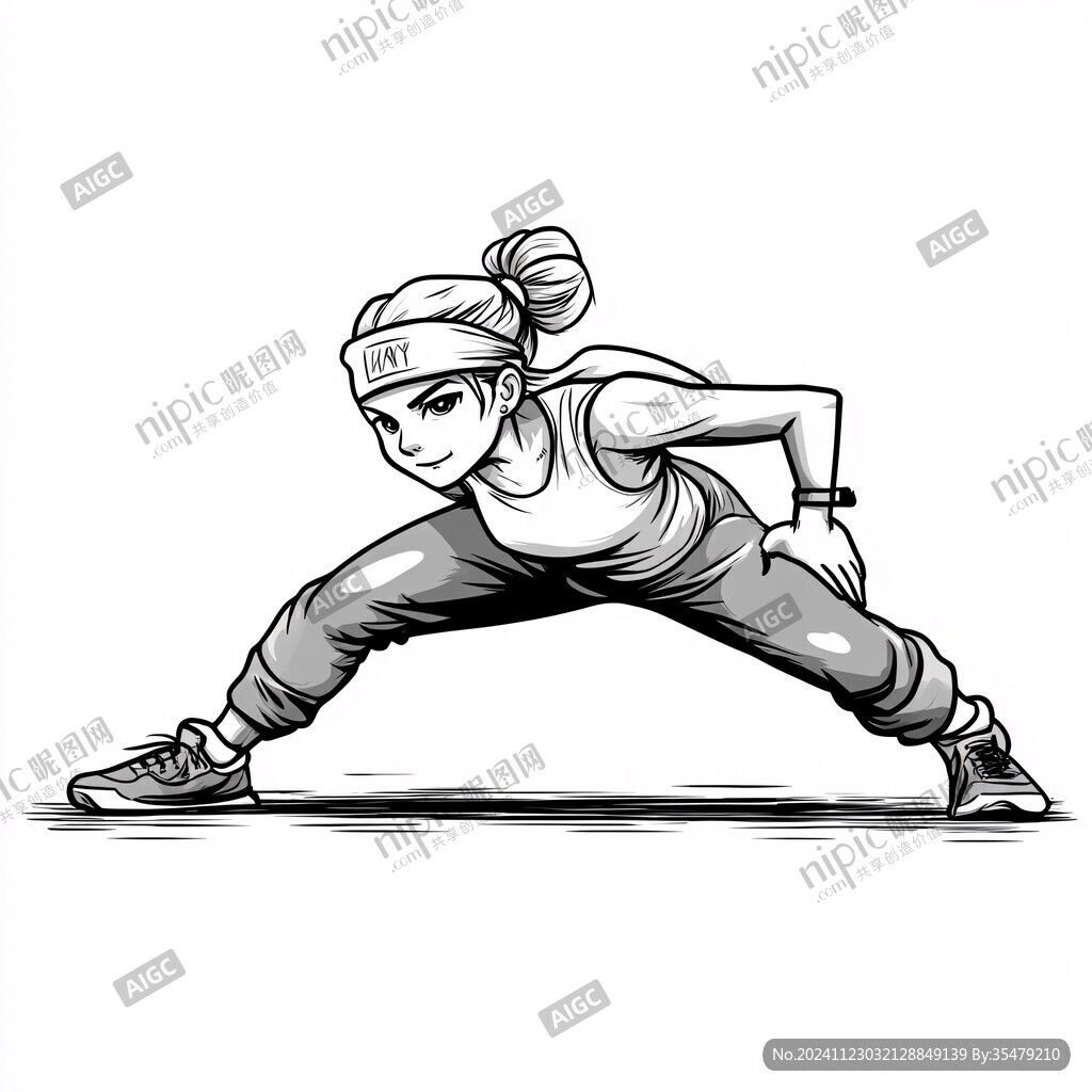 街舞女孩插畫