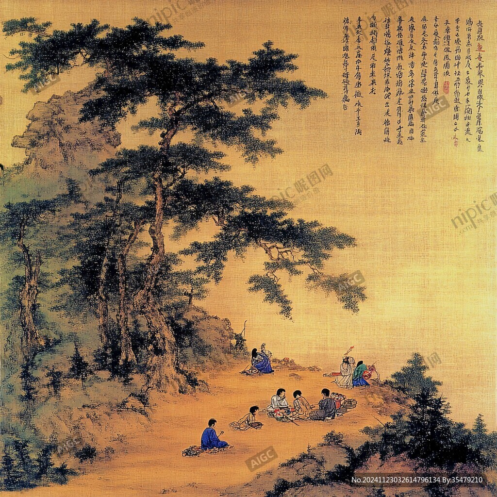 松林高士圖