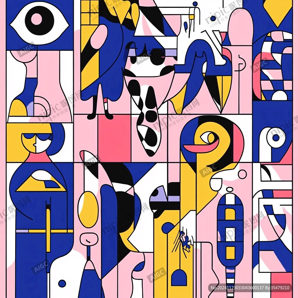 圖案拼接插圖幾何插畫