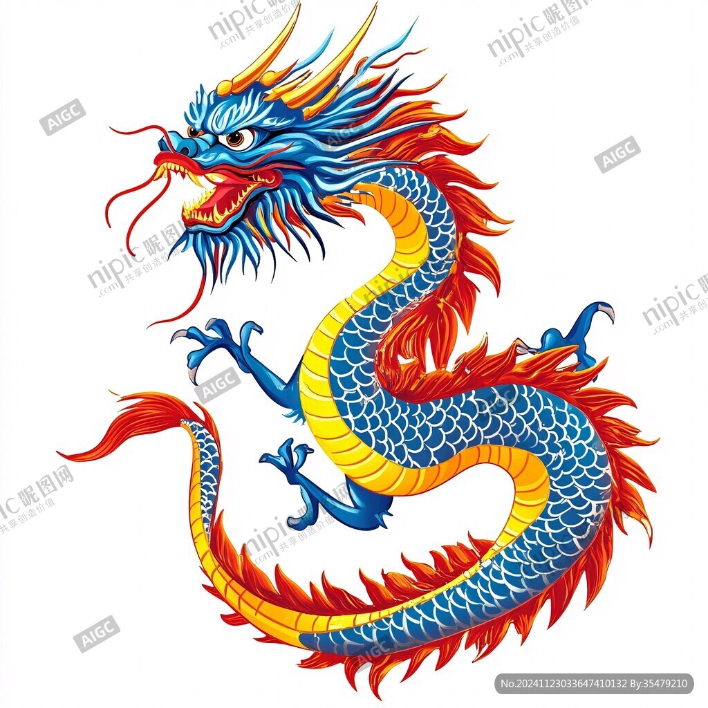 手繪雙龍插畫