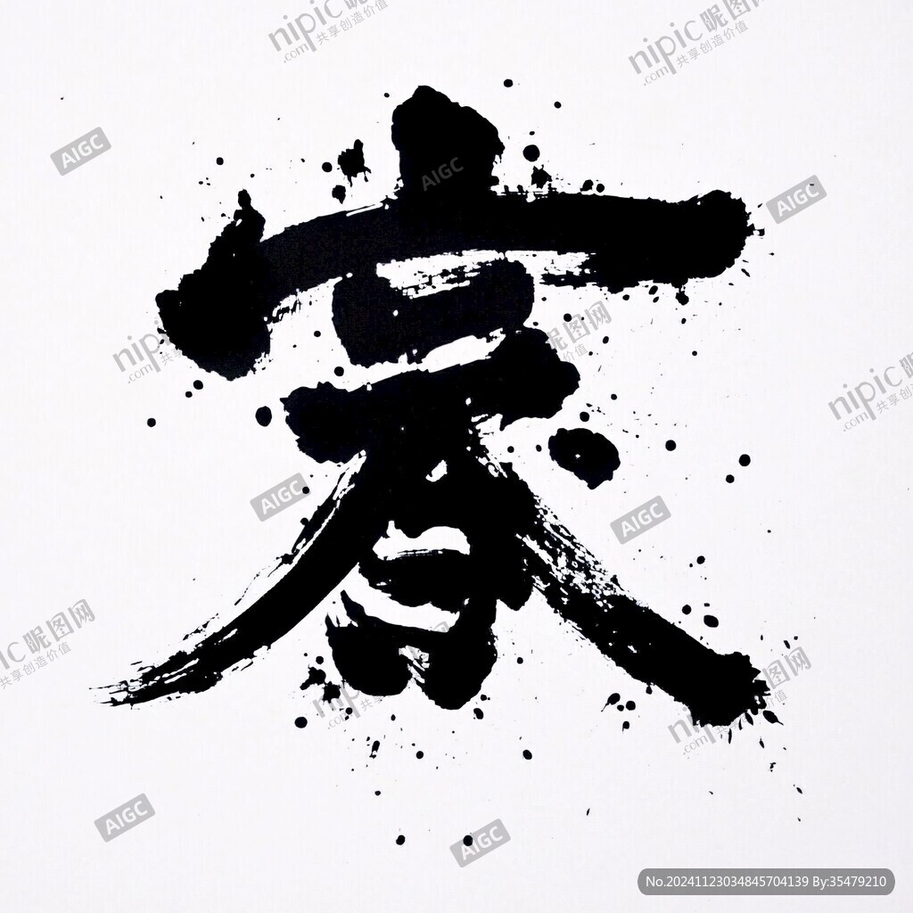 毛筆字春字
