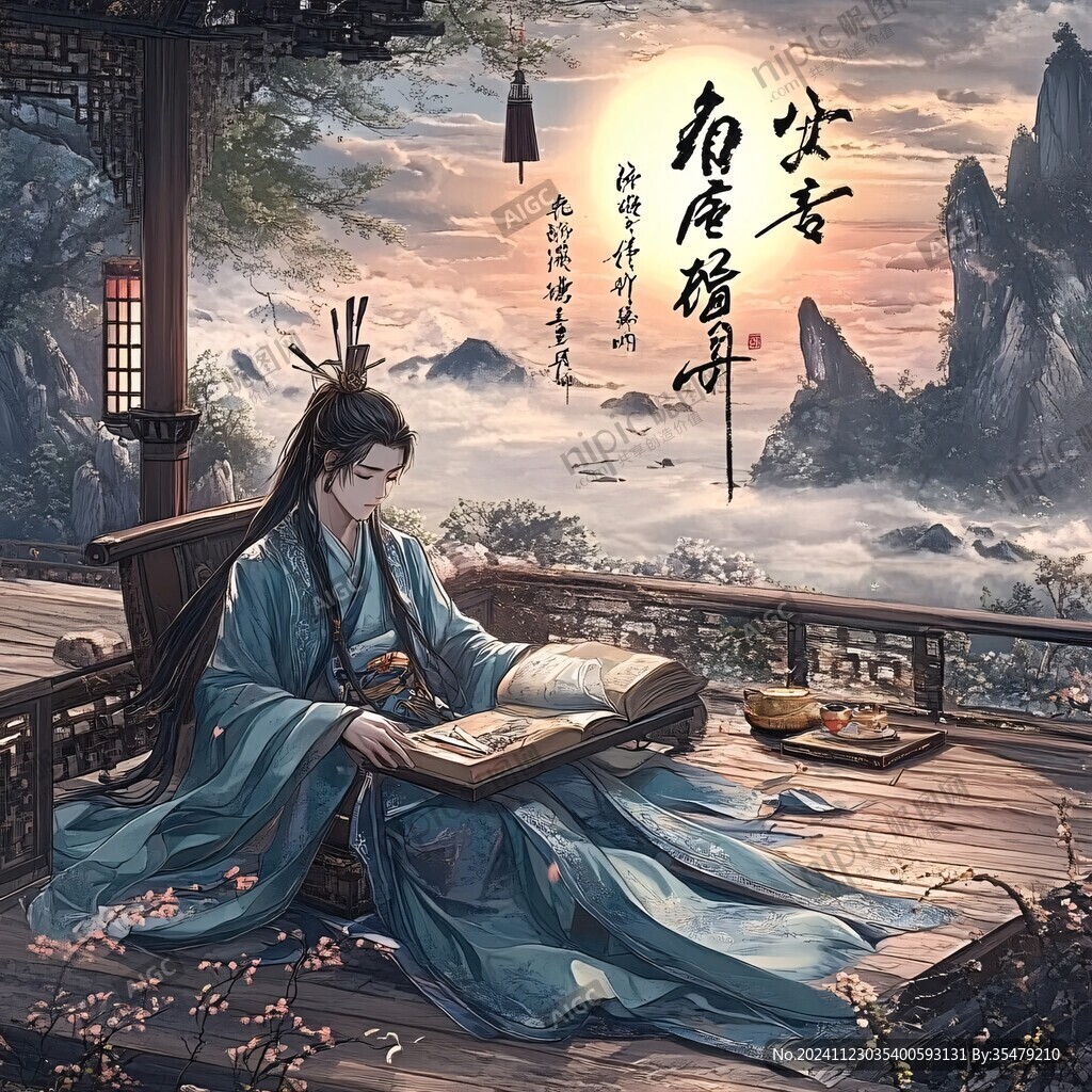撫琴插畫