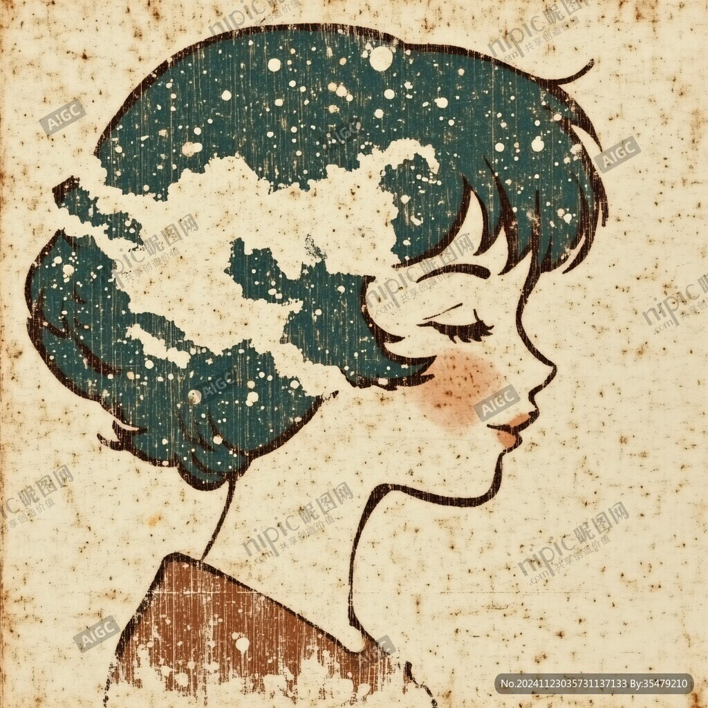 復(fù)古女孩插畫