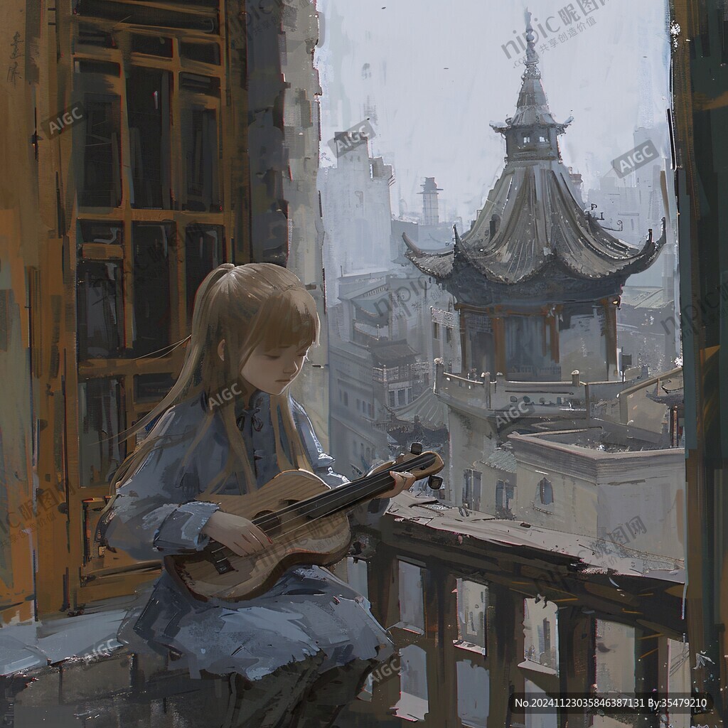 彈琴的少女