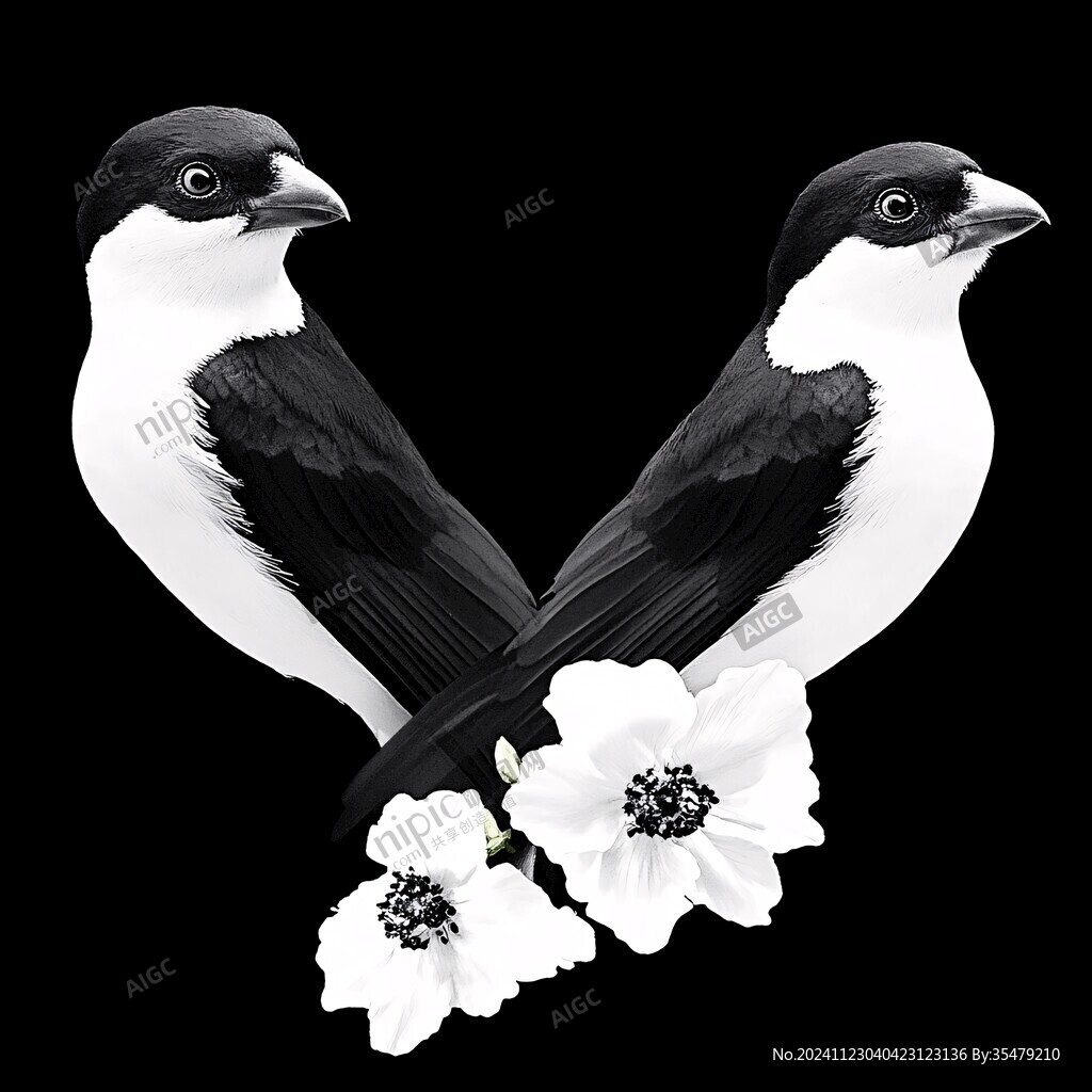 花鳥灰度圖