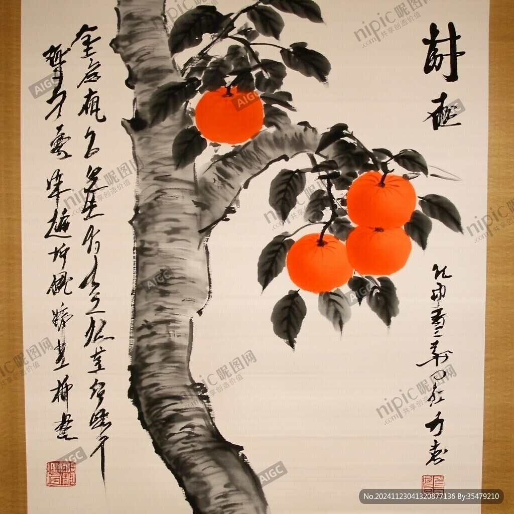 手繪柿果圖