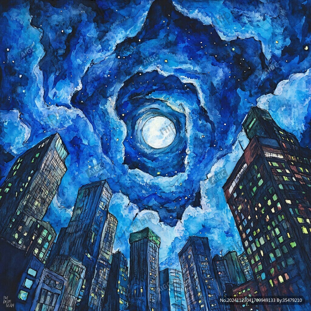 夜晚油畫