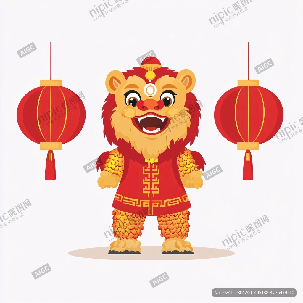 舞獅扁平化設(shè)計(jì)