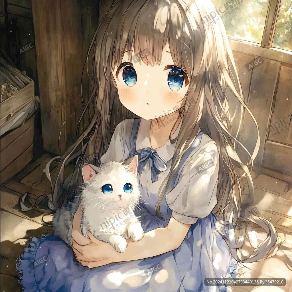抱貓少女