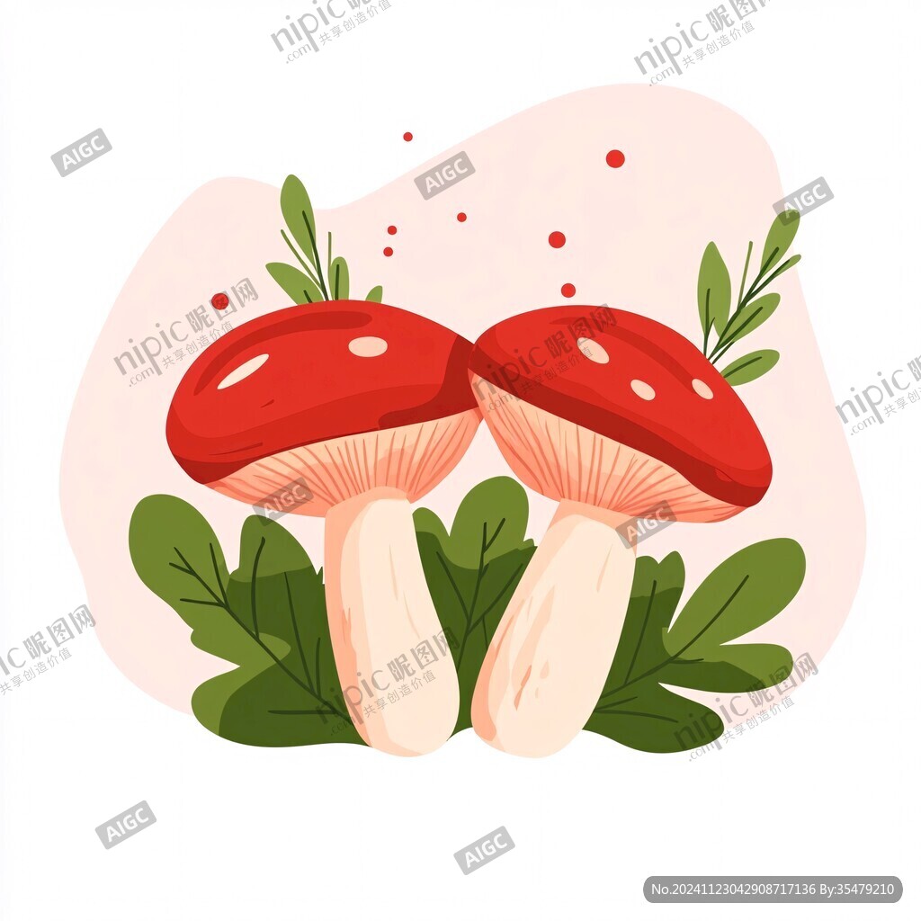 紅乳牛肝菌插畫