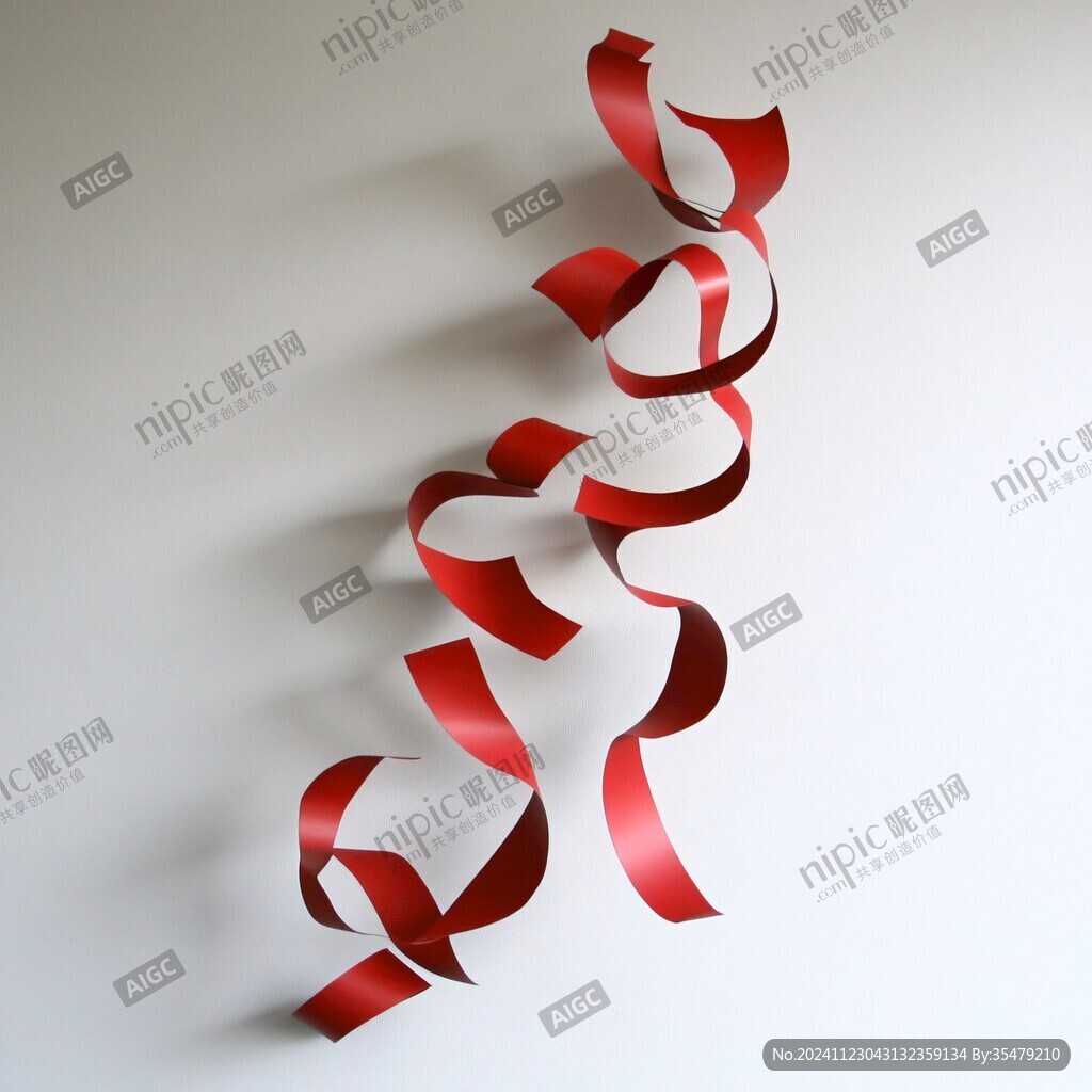 3d纏繞紅色絲帶
