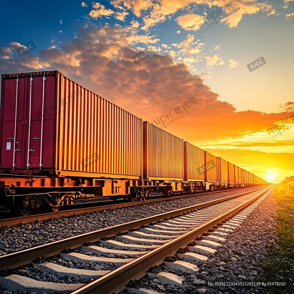 夕陽下的貨運列車