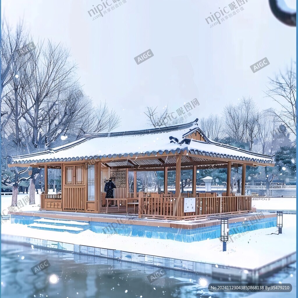 雪中煙水亭