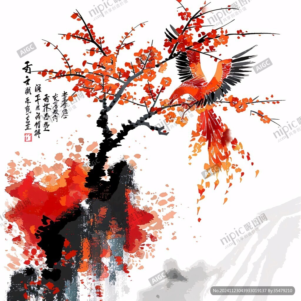 紅葉花鳥(niǎo)寫(xiě)意山水