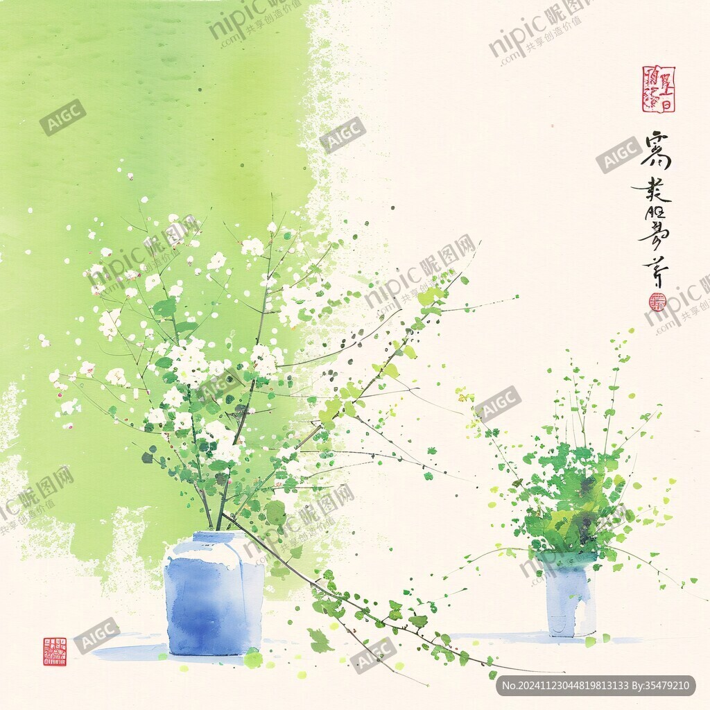 中式插花裝飾畫