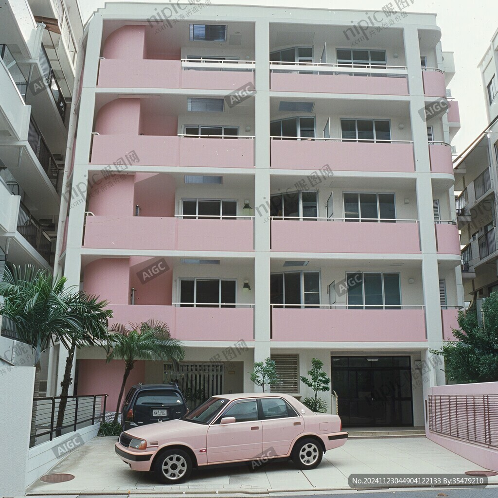 粉紅色住宅建筑