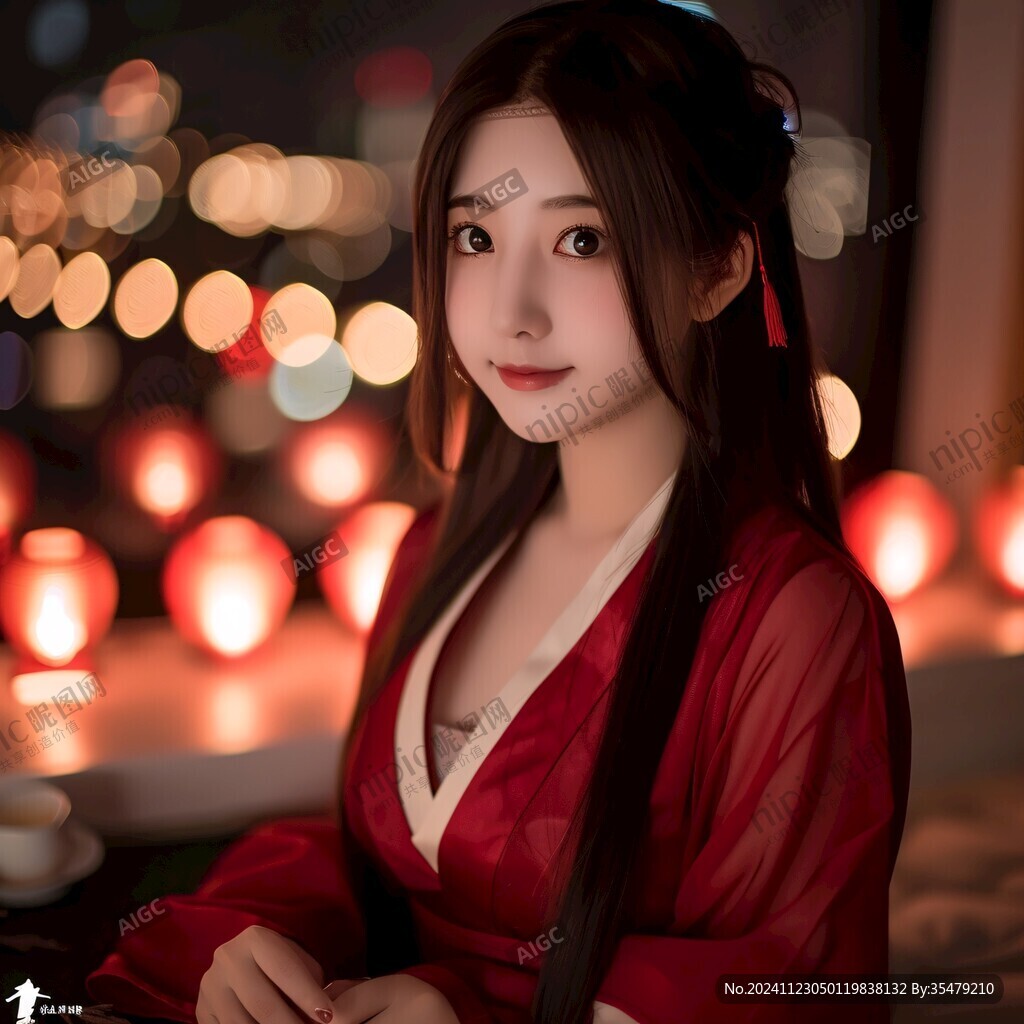 紅色古代漢服