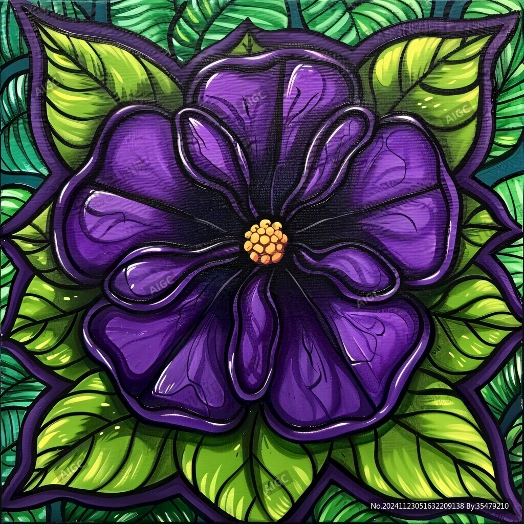 紫色精美花手繪