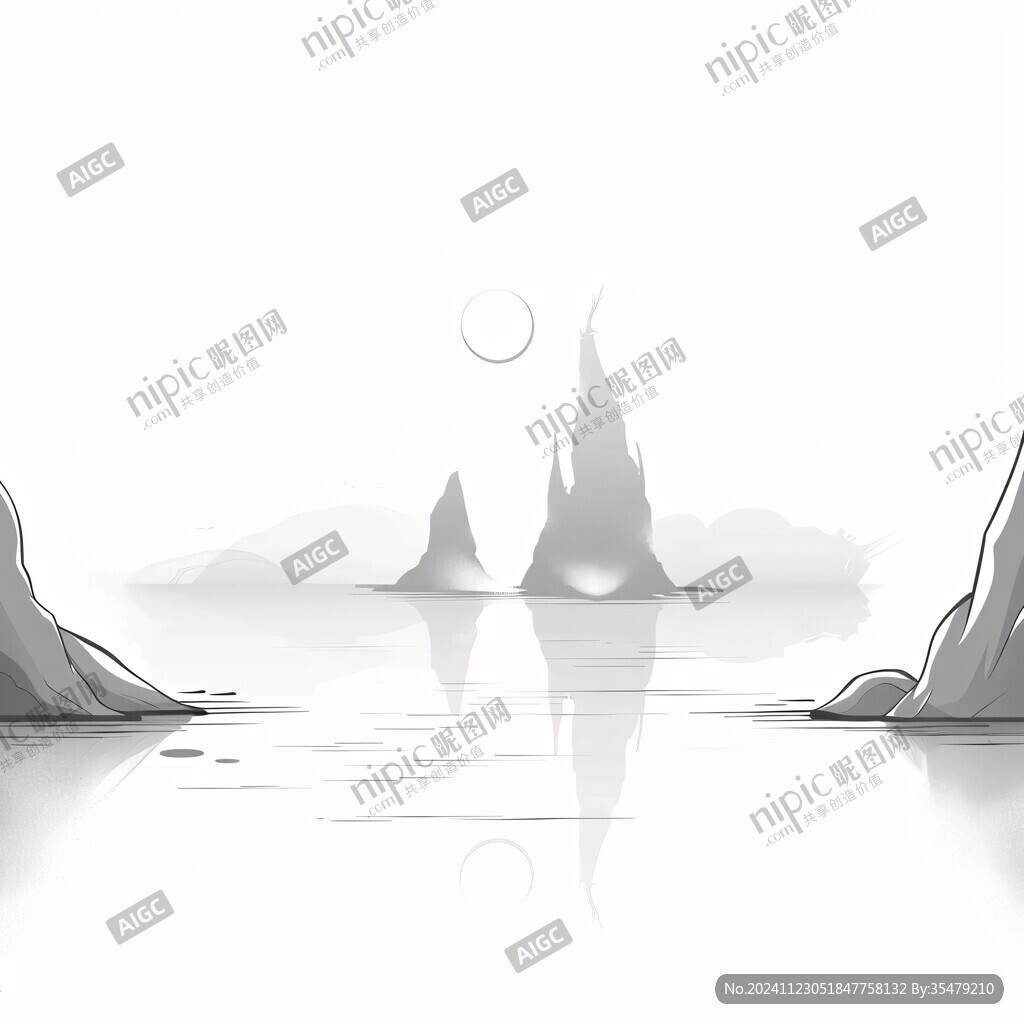 手绘插画画芯简易山水 手绘插画画芯简易山水