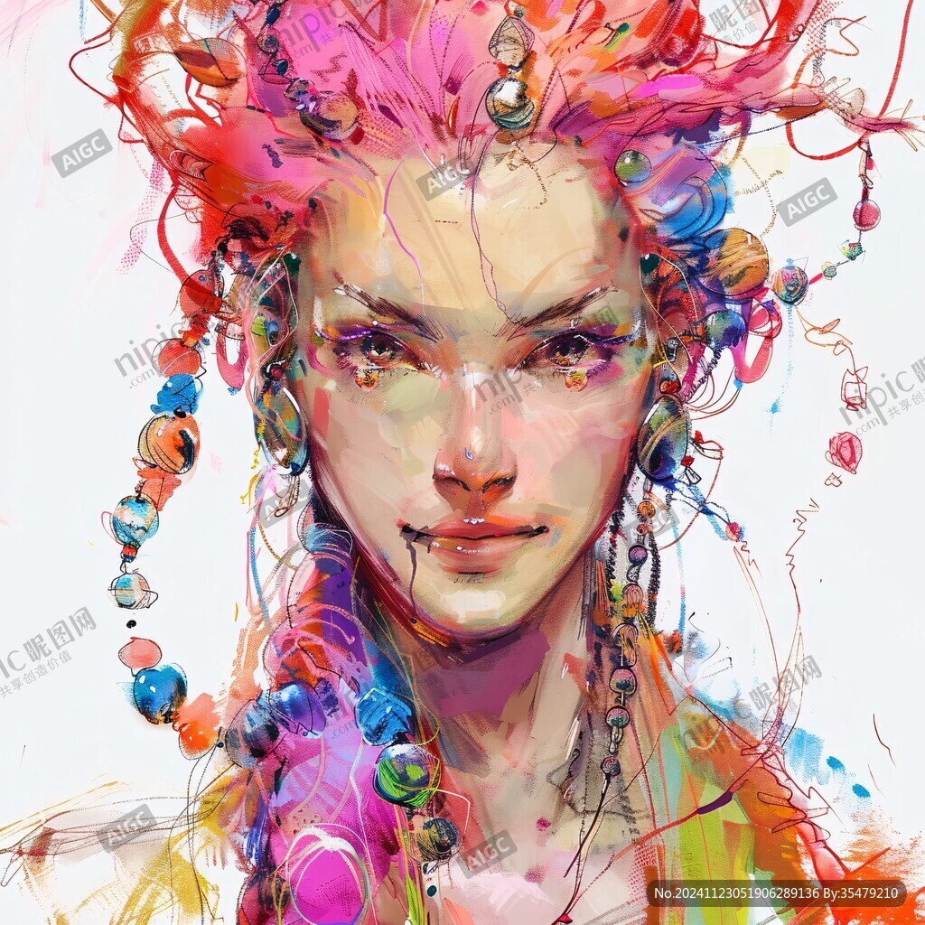 扭曲人像插畫