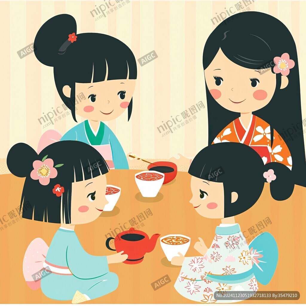 等待吃湯圓的小孩插圖