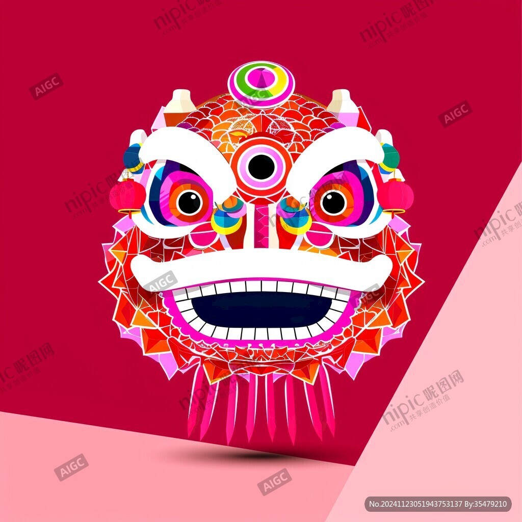 舞獅扁平化設(shè)計(jì)
