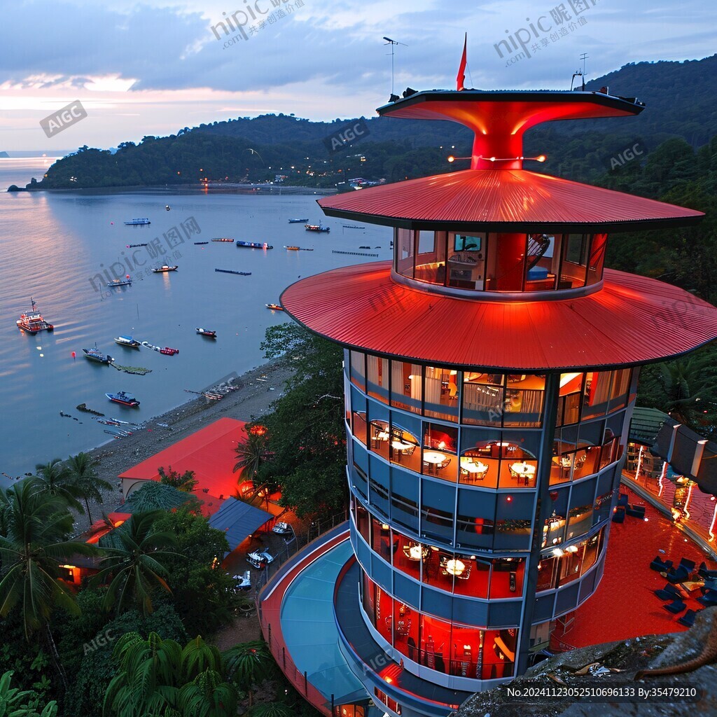 海邊酒店夜晚