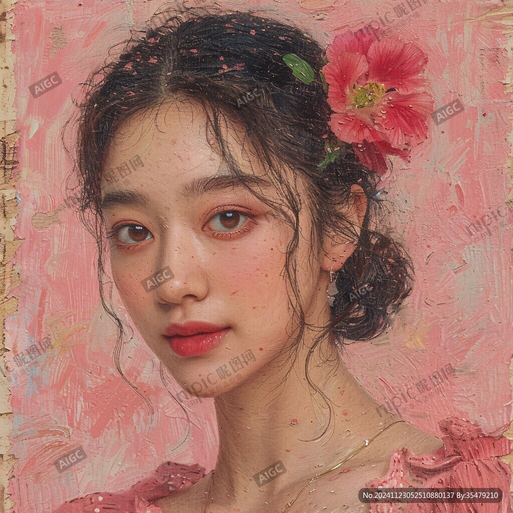 網紅粉重彩畫