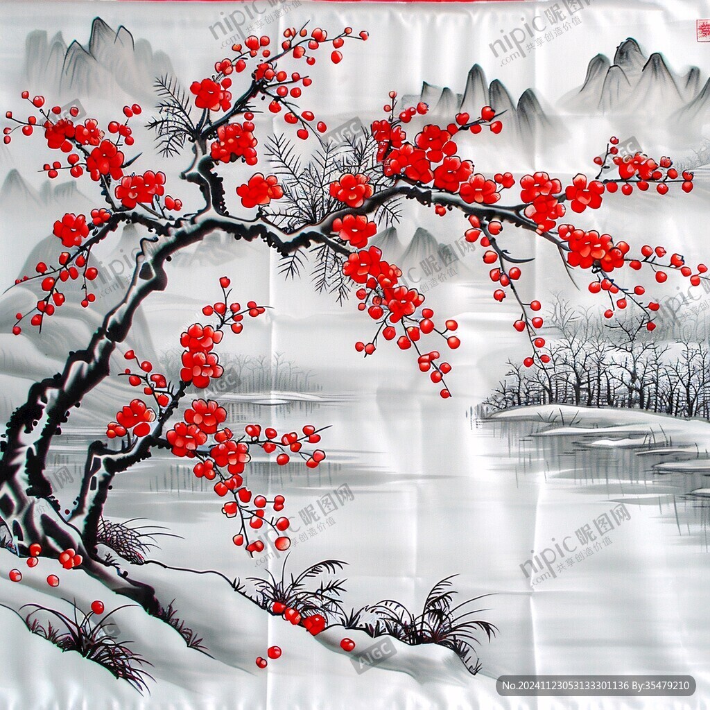 迎客松刺繡