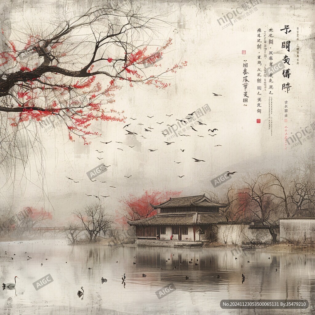 樓閣山水意境畫