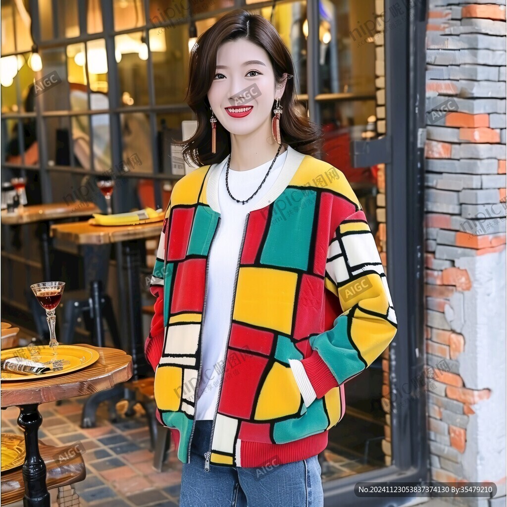 彩虹圖案外套