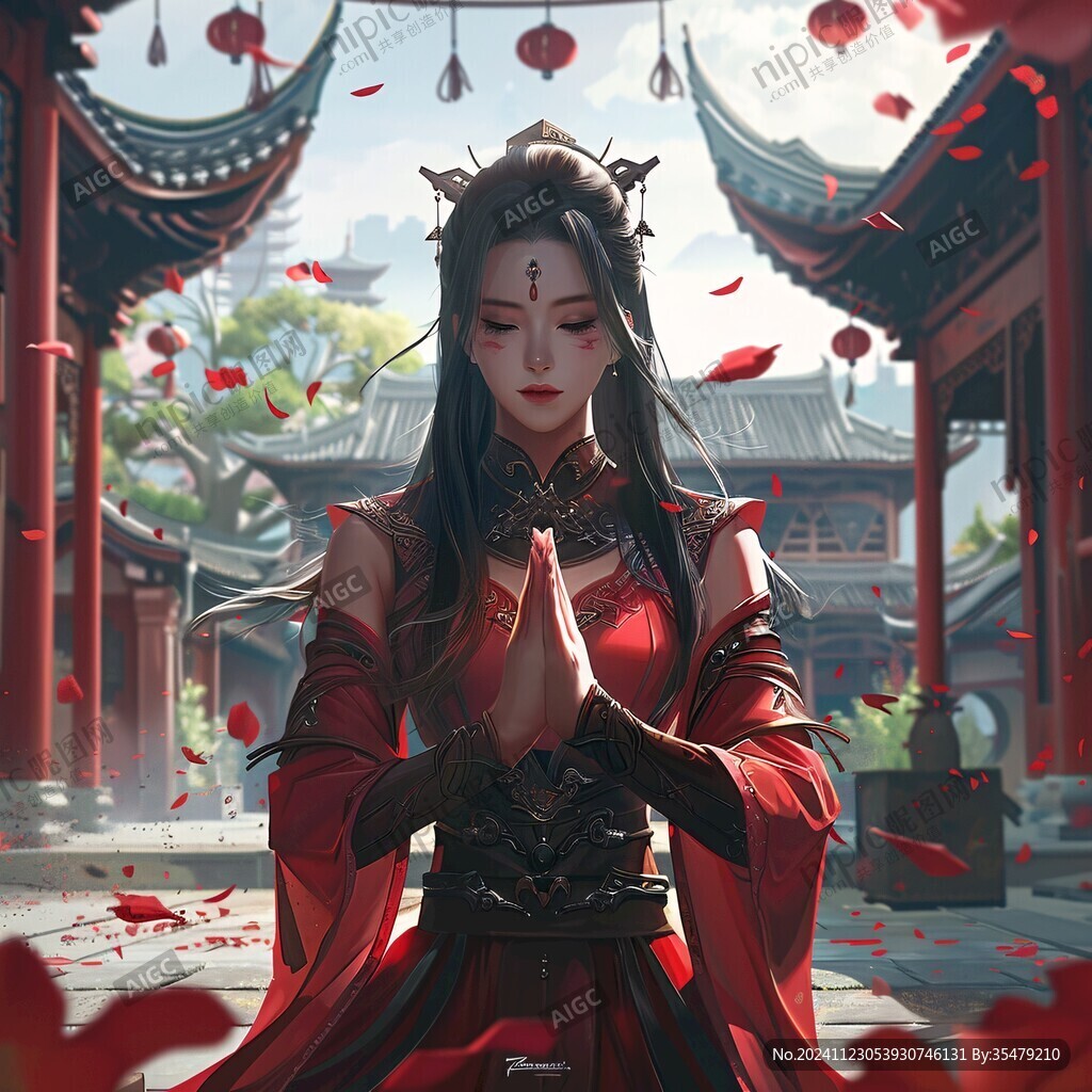 紅衣少女設(shè)計古風(fēng)