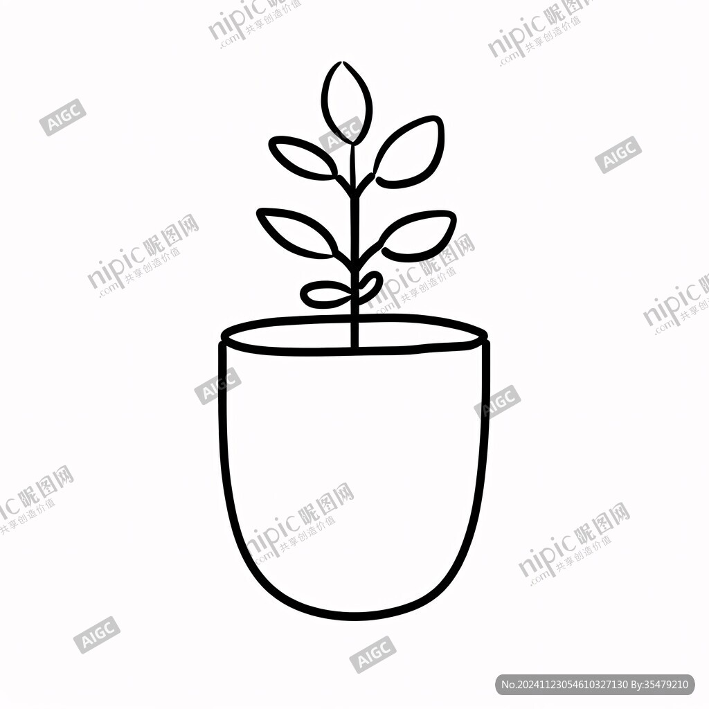 手繪風(fēng)格盆栽