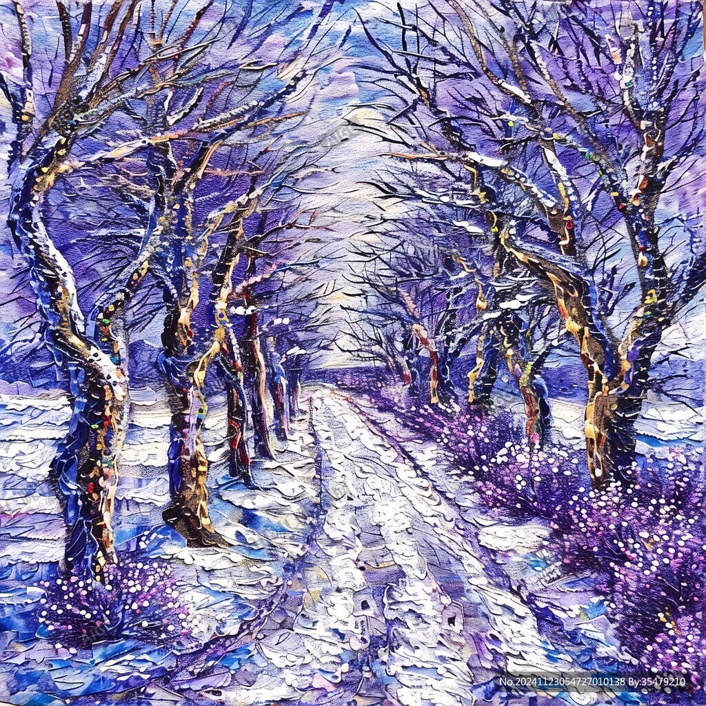 飛雪油畫