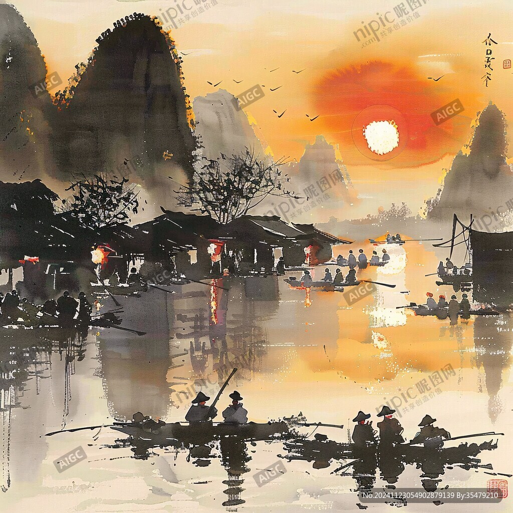 日出江南畫芯
