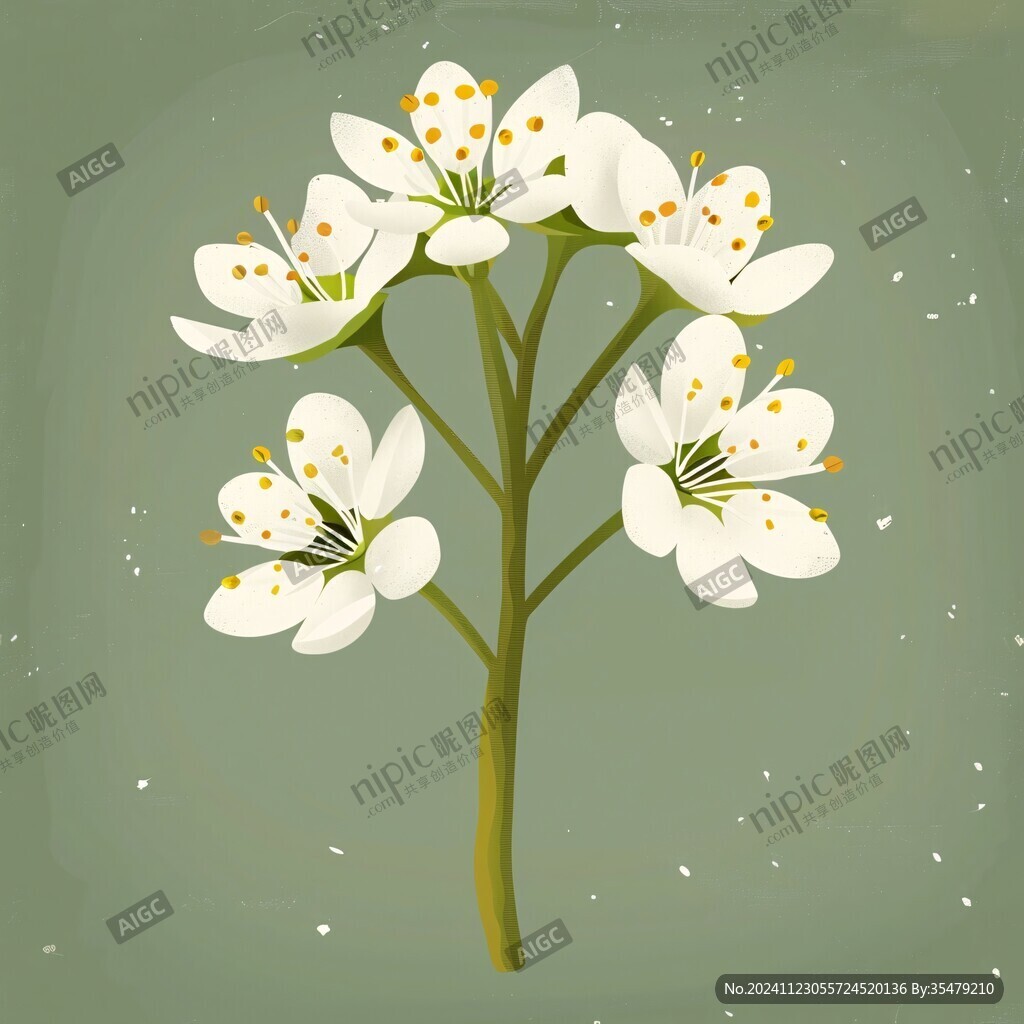 白色花插畫